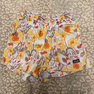 Patagonia Yellow and Orange Floral Girls Athletic Shorts